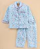 Yellow Duck Cotton Woven Full Sleeves Night Suit Bunny Print - Blue
