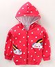 Cucumber Full Sleeves Hooded Sweatshirt Clouds Patch & Polka Print  - Red