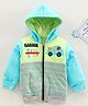 Cucumber Full Sleeves Hooded Neck Jacket Car and Text Patch - Blue