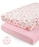 Bonfino Premium Organic Cotton Fitted Crib Sheet Set of 2 Cupcake Print - Pink