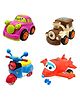 SVE Unbreakable Friction Powered Toy Set of Car Train Scooter & Robot Plane Pack of 4  Multicolor