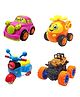 SVE Unbreakable Friction Powered Toy Set of Car Helicopter Scooter & Monster Car Pack of 4  Multicolor