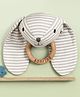 Bonfino Dog Rattle With Wooden Teether Ring - Grey