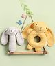 Bonfino Bear & Dog Rattles Pack Of 2 - Yellow Grey
