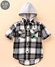 Ruff Full Sleeves Hooded Shirt Checks - Black