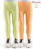 Honeyhap Premium Super Soft & Stretchable Biowashed Full Length Solid N Placement Print Leggings Pack Of 2 -  Buff Orange Sunny Lime