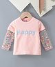 Kookie Kids Full Sleeves Top Text Print - Light Pink & Blue