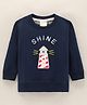 Ollypop Cotton Full Sleeves Sweatshirt Text Embriodery - Midnight Blue