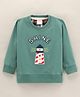 Ollypop Cotton Full Sleeves Sweatshirt Text Embriodery - Sage Green