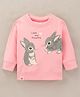 Ollypop Cotton Knit Full Sleeves Bunny Printed Sweatshirt  - Pink