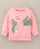 Ollypop Cotton Knit Full Sleeves Bunny Printed Sweatshirt - Pink