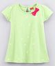 Babyhug 100% Cotton Half Sleeves Frock with Bow Floral Print - Light Green