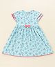 Babyhug 100% Cotton Short Sleeves Aop Printed Frock - Light Blue