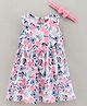 Babyhug Half Sleeves 100% Cotton Sleeveless Frock Floral Print - Peach