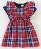 Babyhug Yarndyed Woven Check Frock With 100% Cotton Knitted Half Sleeves Inner Tee - Red