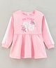 Babyhug 100% Cotton Full Sleeves Text Printed Frock - Pink