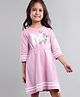 Babyhug 100% Cotton Three Fourth Sleeves Minnie Mouse Printed Frock - Lilac