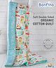 Bonfino Premium 100% Organic Cotton Quilt Transport Vehicle Print - Blue
