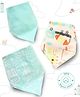 Bonfino Premium 100% Organic Cotton Bandana Bibs Transport Print Set Of 3 - Blue