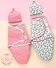 Bonfino Premium Organic Cotton Swaddle Wraps with Cap Macaroon Print Set of 2 - Pink