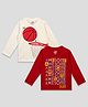 The Sandbox Clothing Co Pack Of 2 Full Sleeves Basketball & Awesome Printed Tees - Red & White