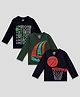 The Sandbox Clothing Co Pack Of 3 Full Sleeves Basketball Awesome & Cars Printed Tees - Black & Olive Green