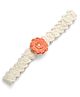 Funkrafts Flower Applique & Pearl Detailed Crochet Headbands - Peach
