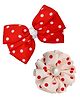 Funkrafts Set Of 2 Polka Dot Printed & Pearl Embellished Hair Clip - Red & White