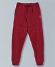 Kiddopanti Fleece Placement Printed Track Pants With Pockets - Maroon
