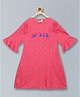 Kiddopanti Three Fourth Bell Sleeves Tassel Embellished Yoke All Over Motif Printed Kurta - Hot Pink