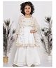 Little Bansi Three Fourth Sleeves Floral Embroidery And Lacework Detail Kurta With Sharara And Dupatta - White