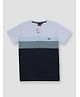 Gini And Jony Half Sleeves T-Shirt Color Block Print - Blue