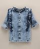 Gini And Jony Three Fourth Sleeves Solid Color Top - Blue