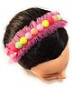 SKD Beads & Frilled Net Detail Hair Band - Dark Pink
