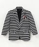 Robo Fry Cotton Knit Full Sleeves Striped Blazer - Black