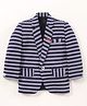 Robo Fry Cotton Knit Full Sleeves Striped Blazer - Blue