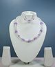 Kamule Set Of 2 Glass Pendent & Pearl Embellished Necklace With Coordinating Bracelet - Purple