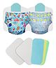 SuperBottoms  Starter Cloth Diaper Pack with 2 Freesize Diapers reusable diaper liners 2 insert and 2 booster pad with 3 Diaper Liners
