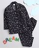 Polka Tots Full Sleeves Seamless Heart Printed Shirt With Coordinting Pyjama - Black