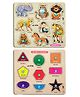 Mingkids Educational Jigsaw Puzzles Learning Toys Kit Board Game  Set of  Animals & Shapes & Colours Educational Toy Pack of 2 -17 Pieces