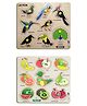 Mingkids Knob and Peg Puzzle for Kids Multicolour - 17 pieces