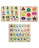 Mingkids Kids Educational Puzzles Learning Toys Kit Board Game Set of Numbers Alphabets &  Shapes & Colours Educational Toy Pack of 3 - 45 Pieces