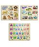 Mingkids Kids Fort Pre Nursery Educational  Puzzles for Adults kids Learning Toys Kit Board Game 3 pcs Set of Animals, Alphabets & Vehicle - 43 Pieces