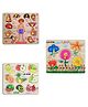 Mingkids Kids Educational   Puzzles Learning Toys Kit Board Game Set of Human Body Parts Flower & Fruits Educational Toy Pack of 3 - 24 Pieces