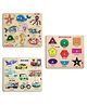 Mingkids Educational Jigsaw Puzzles Learning Toys Kit Board Game Sea Animals Shapes & Colours & Vehicle Pack of 3 - 27 Pieces