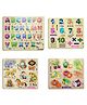 Mingkids Kids Puzzles ABCD Alphabets Numbers Animals & Vegetables Knob Puzzle Pack of 4 - 53 Pieces