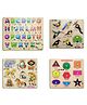 Mingkids Puzzles Board Game Set of ABCD Alphabets Birds Animals & Shapes & Colours Pack of 4 - 51 Pieces