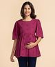 Bella Mama Half Sleeves Cotton Schiffli Maternity Top - Dark Purple