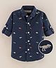 Jash Kids Full Sleeves Shirt Dinosaur Print- Navy Blue
