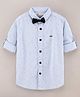Jash Kids Cotton Full Sleeves Shirt with Bow Printed - Sky Blue